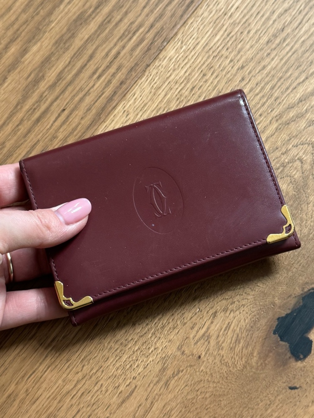 Cartier “Must De Cartier” Burgundy Calfskin Card Holder - GUC+ - Vintage Y2K - Picture 2 of 11